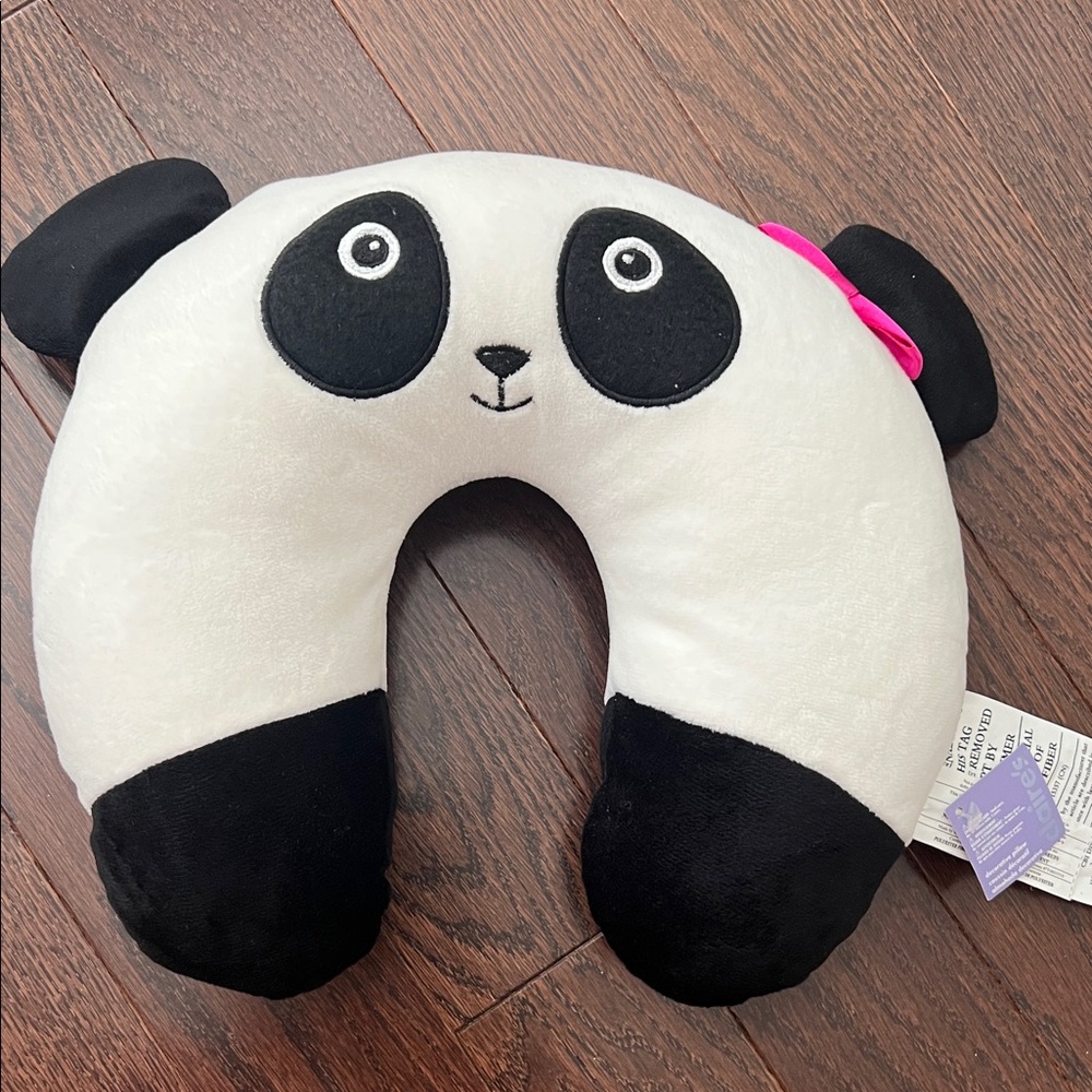 Claire's Panda Neck Pillow - Black, White, and Pink